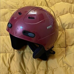 R.E.D. Burgundy Glossy Snow Helmet with Black Accents